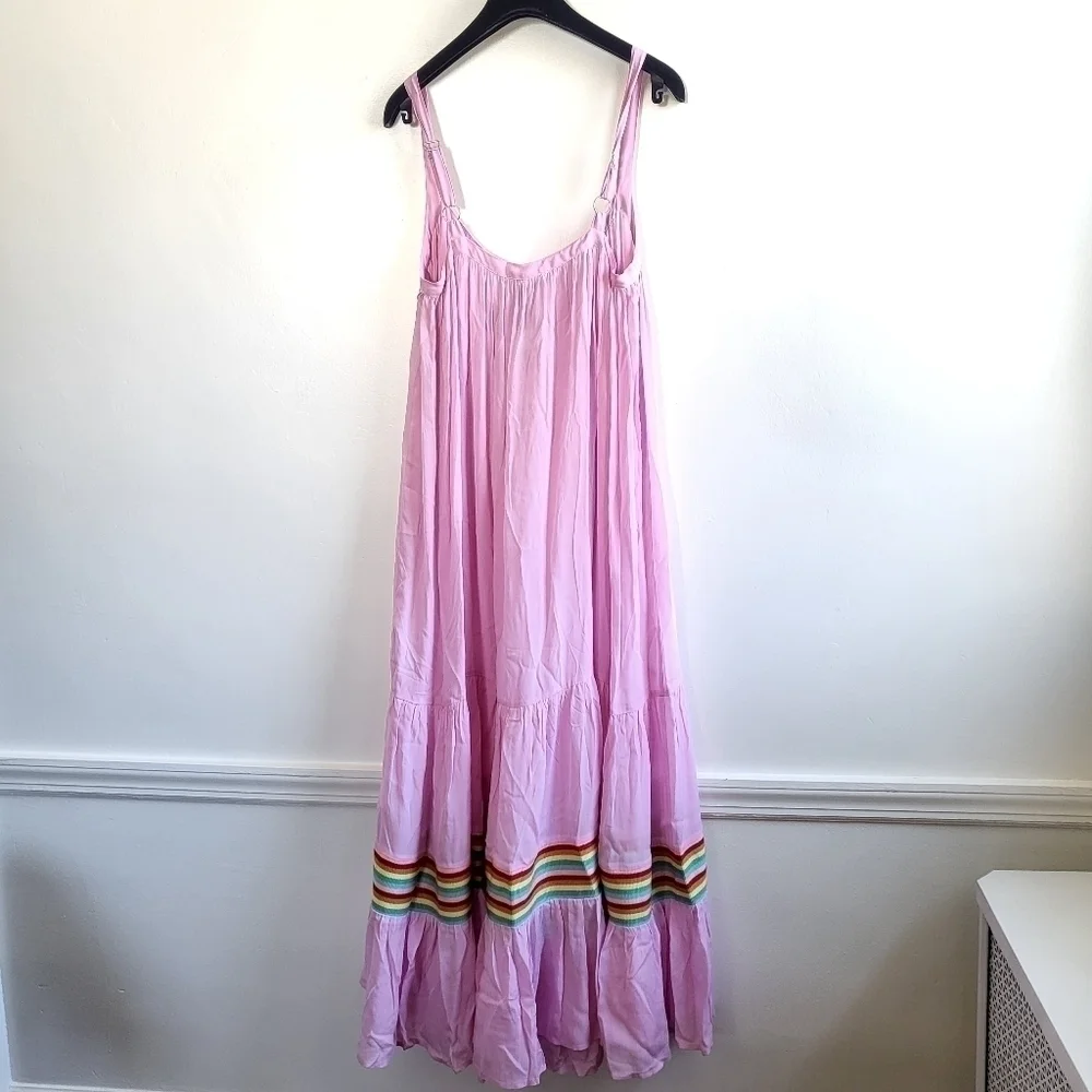 New Pitusa Silky Tie Keyhole Sleeveless Candy Pink Swim Cover-Up Dress NWT